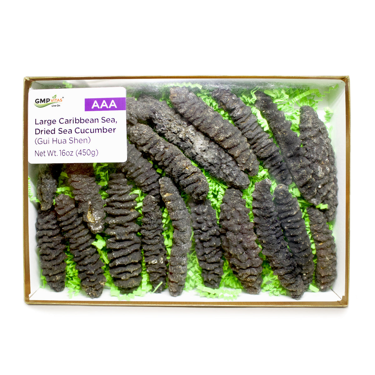 GMP Vitas® AAA Large Caribbean Sea, Dried Sea Cucumber (Gui Hua Shen) 16oz